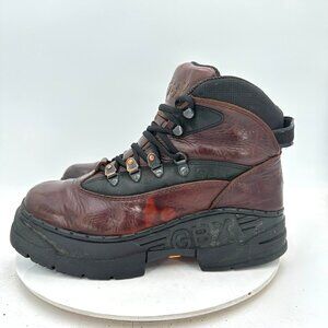 GBX Raw Performance Men Size 11 Brown Leather Chunky Sole Hiking Ankle Shoes